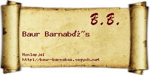 Baur Barnabás névjegykártya